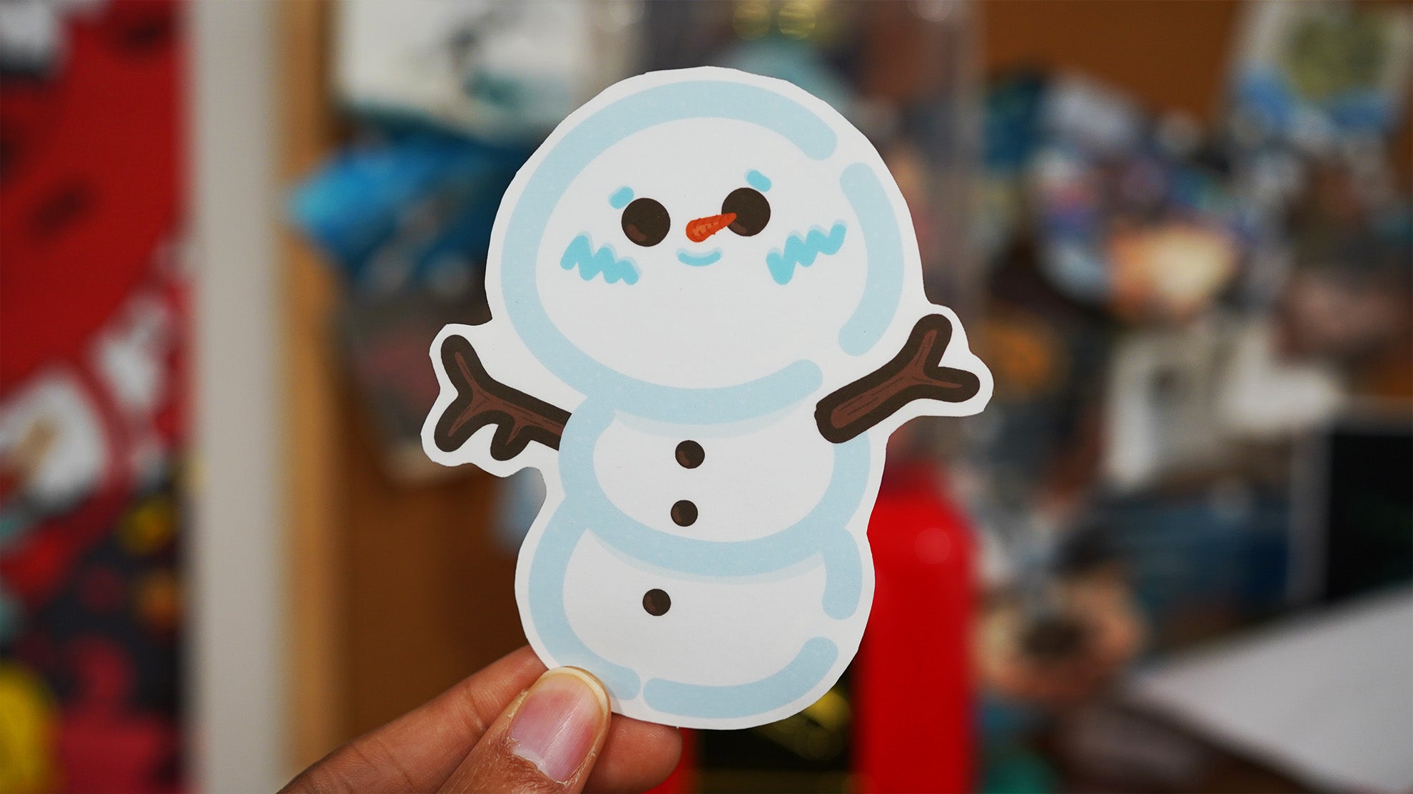 Winter Snowman Holiday Christmas Sticker image 0