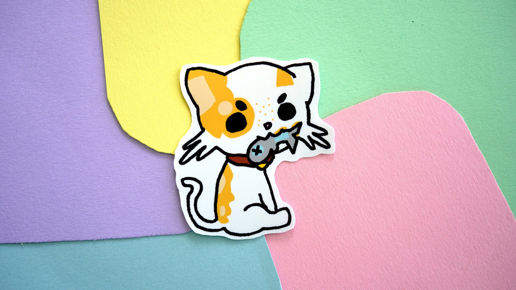 Cat and Fish Sticker image 0