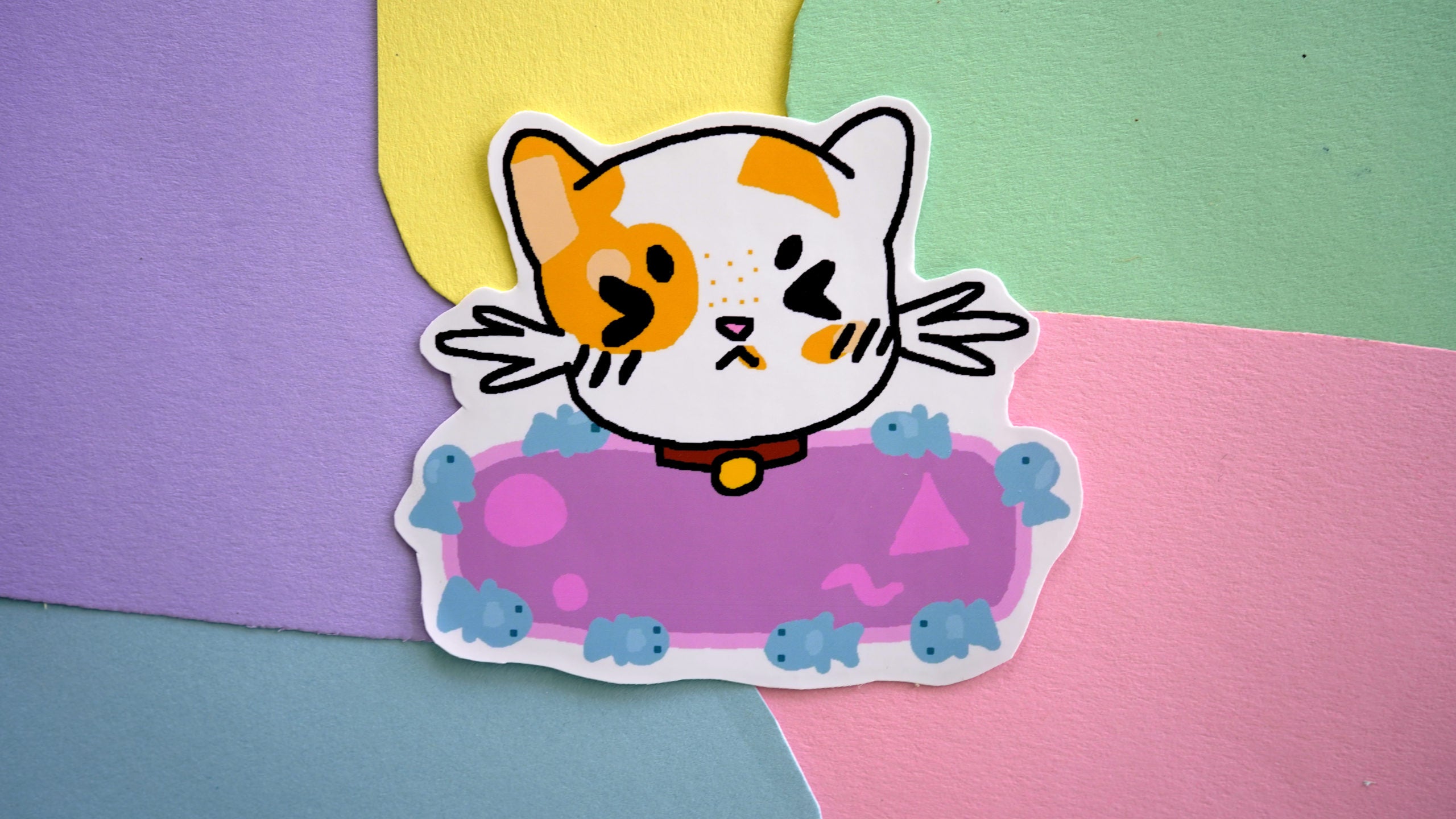 Baffled Cat Purple Label Sticker image 0
