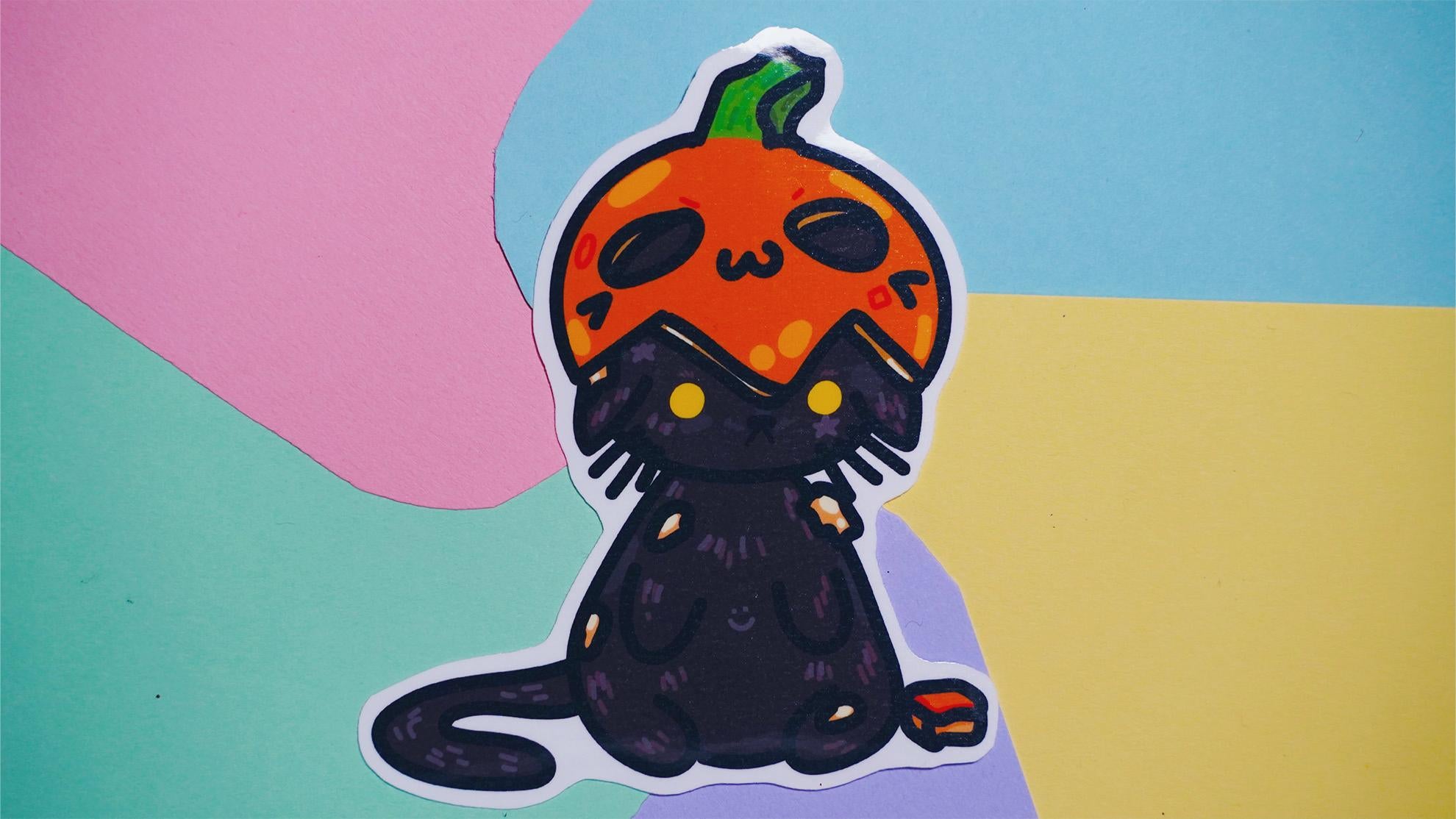 Black Cat Halloween Stickers image 1
