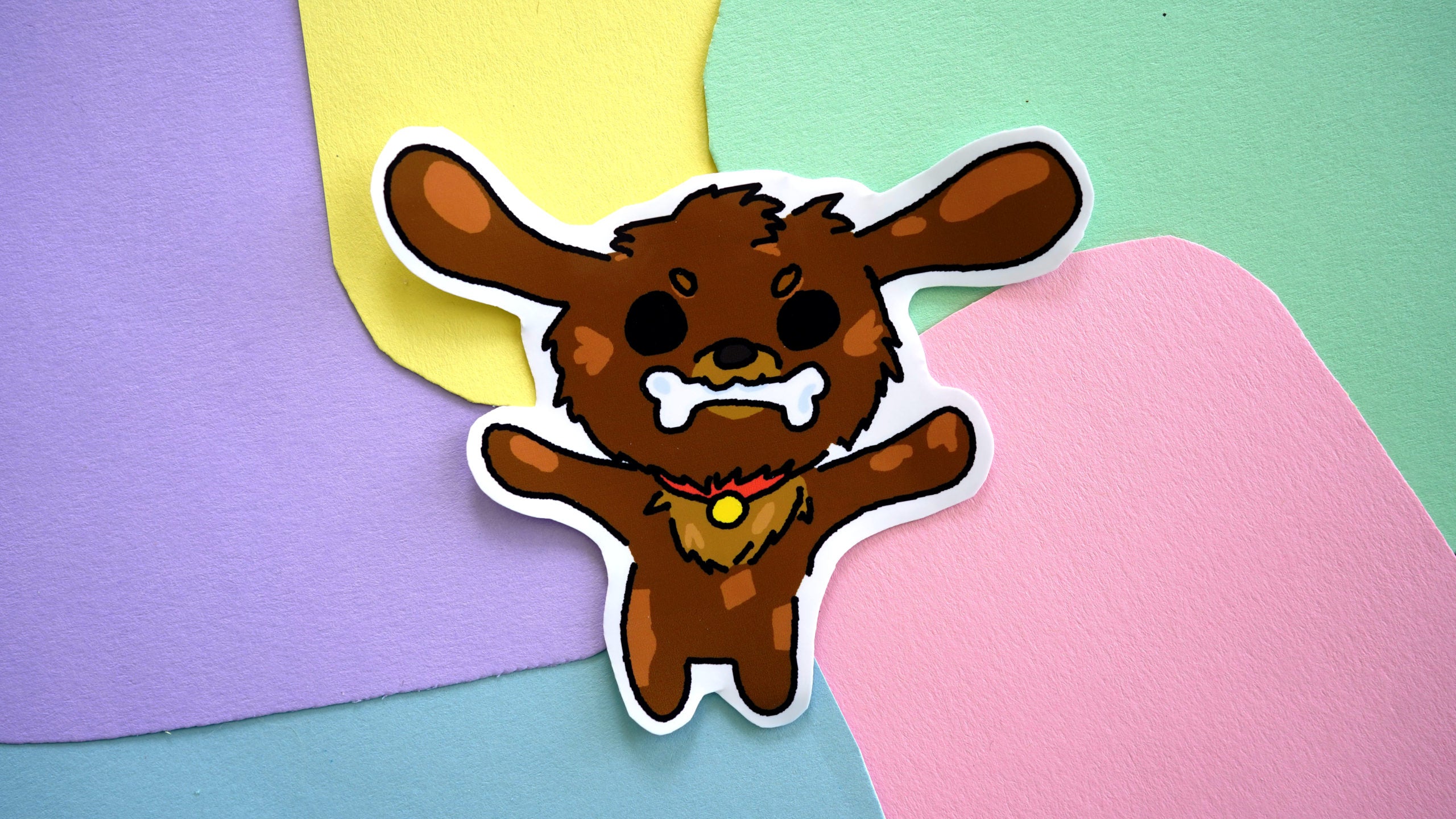 Playful Dog with Bone Sticker image 0