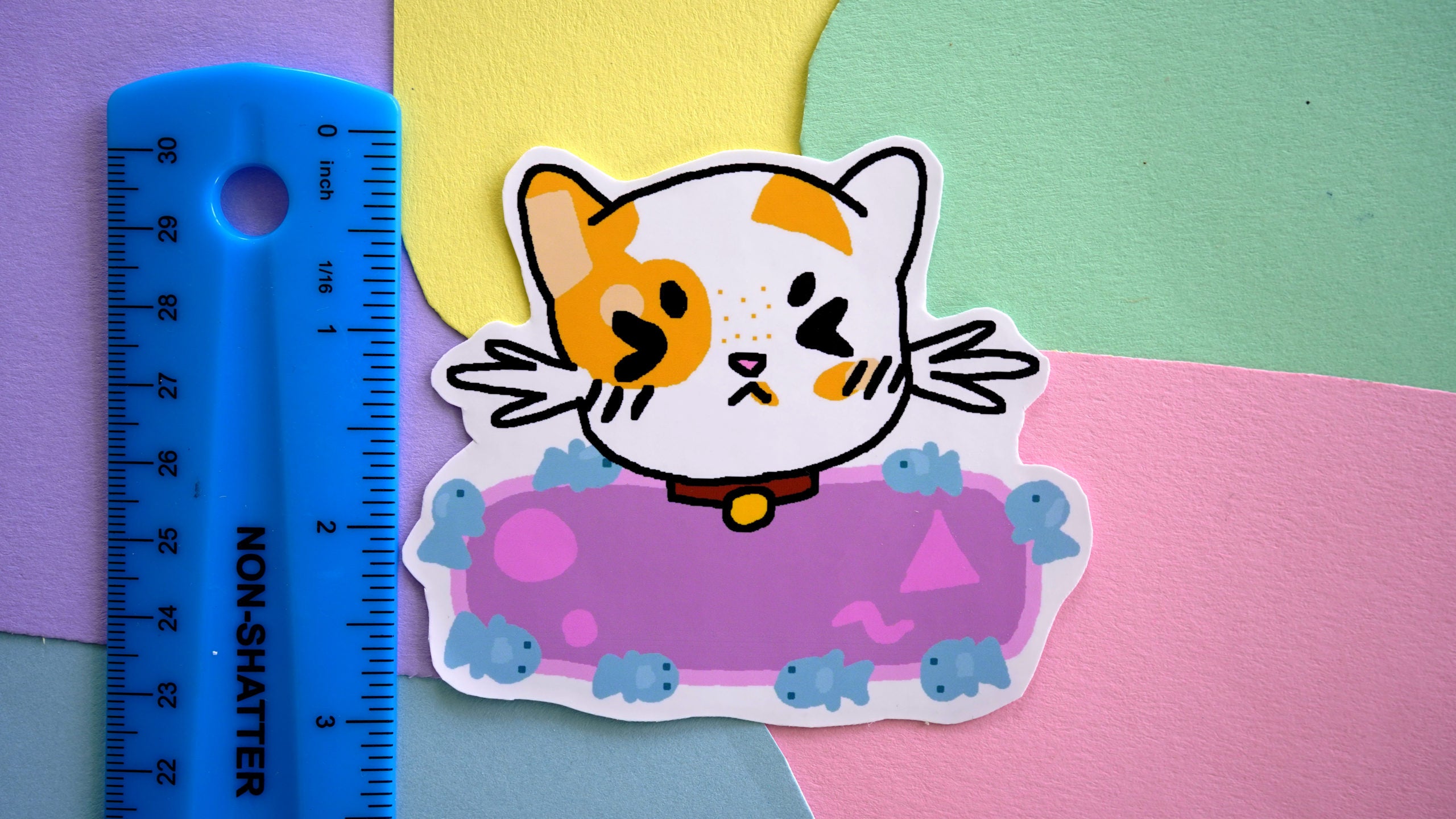 Baffled Cat Purple Label Sticker image 1