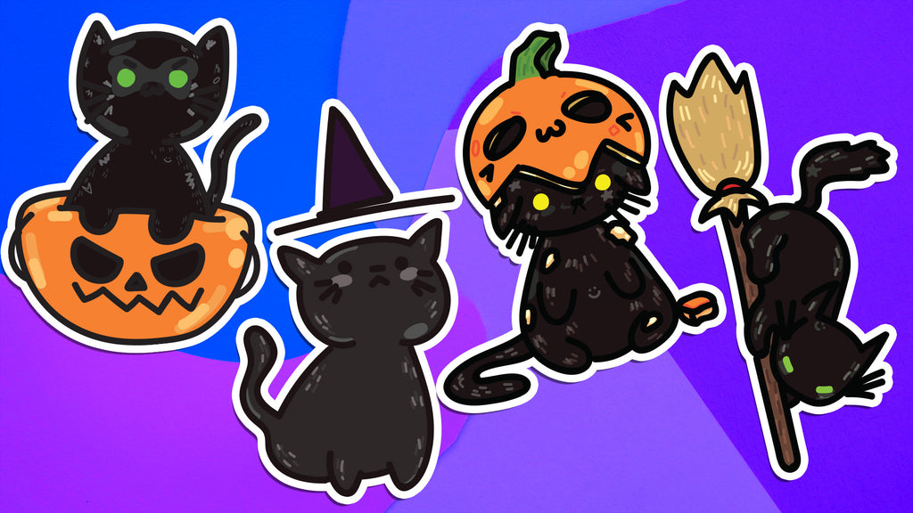 Black Cat Halloween Stickers image 0