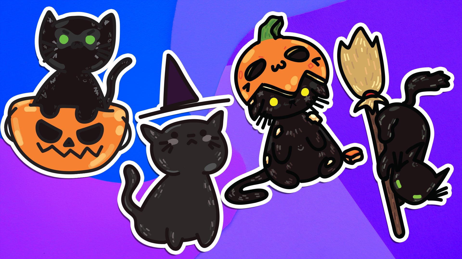 Black Cat Halloween Stickers image 0