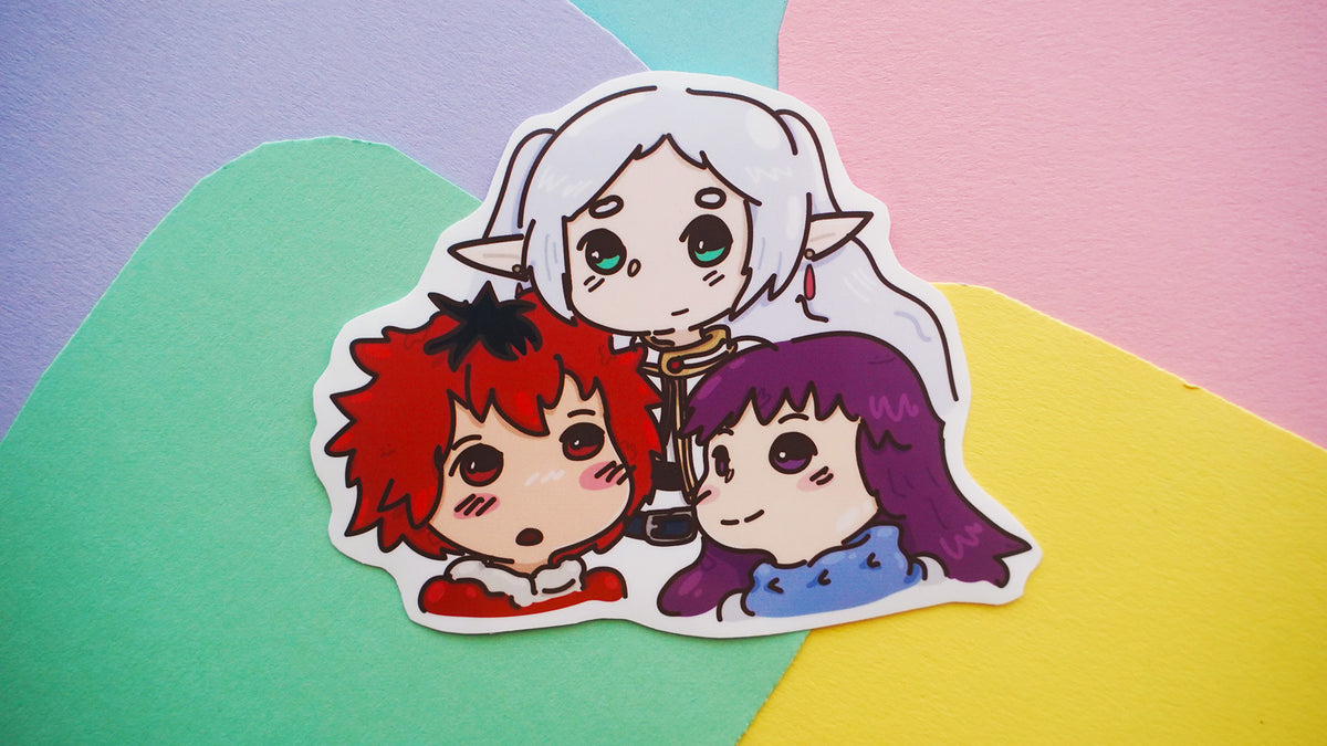 frieren, fern, and stark Fan Art Sticker