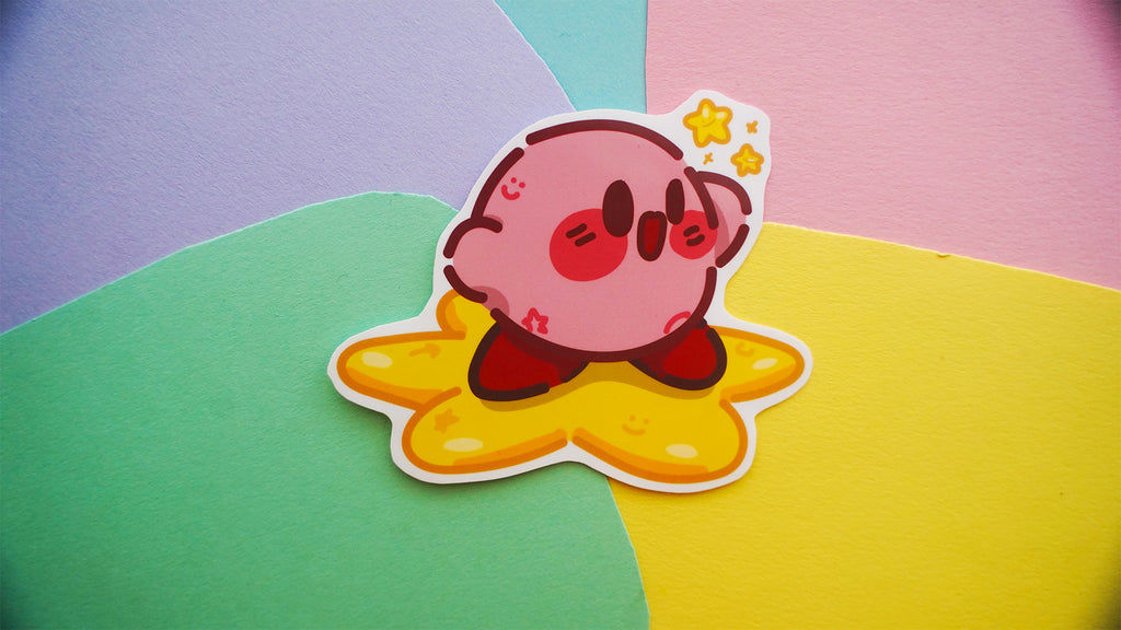 Kirb on a Star Anime Sticker
