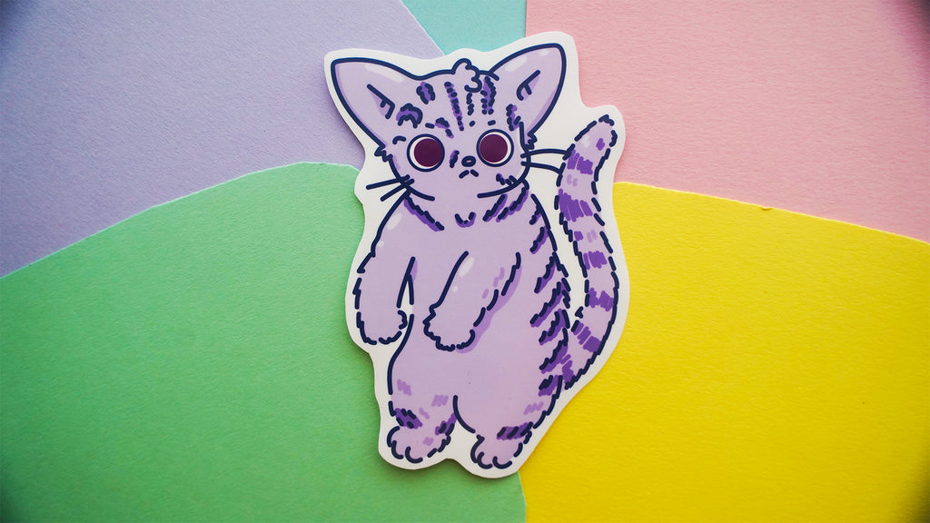 Purple Cat Sticker