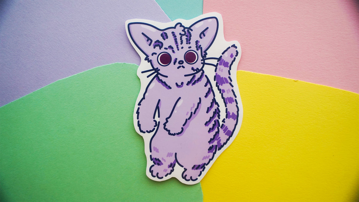 Purple Cat Sticker